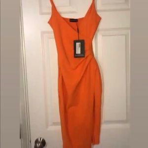 Orange mini dress with slit